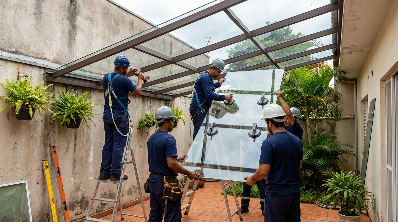 Instalação de cobertura de vidro em Niterói-RJ